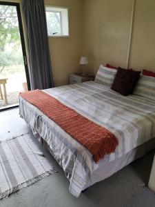 a bedroom with a large bed with a window at Cango's Rest in Oudtshoorn
