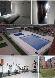 a collage of two pictures of a swimming pool at 2 Habitaciones 2Aires Reservas SL in Cúcuta