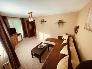 a living room with a couch and a table at Vila Liliana in Predeal