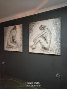 Vanilla Lee Corporate Suite في خليج ريتشاردز: ثلاث رسومات مؤطرة على حائط في غرفة