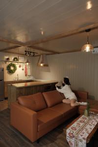 Posezení v ubytování Bách Xanh House. Nhà ống khói