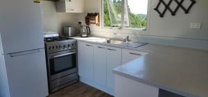 Η κουζίνα ή μικρή κουζίνα στο Misty Valley Hilltop Farmstay - Off Grid Retreat