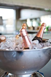 two champagne bottles in a bowl of ice at Sol Ipanema Hotel in Rio de Janeiro