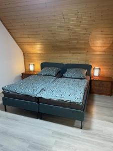 Ένα ή περισσότερα κρεβάτια σε δωμάτιο στο Schicke Ferien- und Monteurswohnung 53 qm Philippsburg