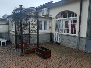 a house with two trees in a courtyard at La casetta di Sofia in Torino