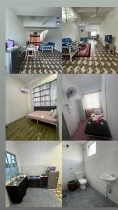 un collage de cuatro fotos de una habitación con una habitación en Qaseh homestay, en Papar