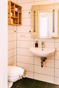 un baño con lavabo e inodoro en Hotel Kleiner Markt, en Saarlouis