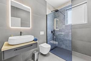 a bathroom with a toilet and a sink and a shower at Villa Karolina by Villa Plus in Štokovci +14 photos