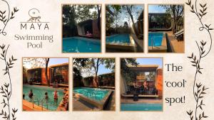un collage de fotos de una piscina en Maya Nature Retreat by Ella's Escape, en Mandrem