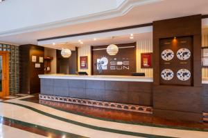 a restaurant with a counter in a building at SİDE SUN in Manavgat +40 photos