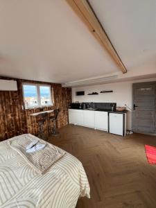 Ένα ή περισσότερα κρεβάτια σε δωμάτιο στο Chalet sur le toit de Strasbourg SPA Cinéma