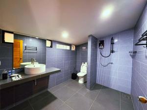 a bathroom with a sink and a shower and a toilet at Think Koh Tao in Koh Tao +46 photos