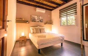 Le Verger Mandarine - Piscine & Spa a l'Entre-Deux في إنتري-ديو: غرفة نوم بها سرير ونافذة