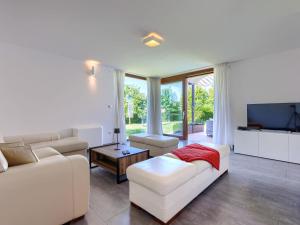 Villa Terra Rossa by Interhome في Sveti Petar u Šumi: غرفة معيشة مع أريكة بيضاء وتلفزيون