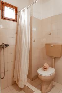 a bathroom with a toilet and a shower at Amalia Studios Skiathos in Skiathos Town