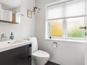 a bathroom with a toilet and a sink and a window at Holiday Home Paule - 1-3km from the sea by Interhome in Vesterø Havn