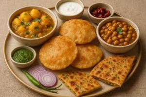 een bord met koekjes en andere voedingsmiddelen bij Amritara Chakra River Resort in Mohan Chatti