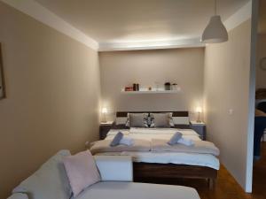 Ένα ή περισσότερα κρεβάτια σε δωμάτιο στο Grünerbalkon Ferienappartement