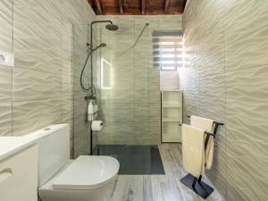 a bathroom with a white toilet and a shower at Live La Palma Lomo La Crucita in Lomo Machín +30 photos