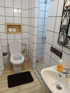 un baño con inodoro y lavabo en Riad La Belle Vue, en Boumalne