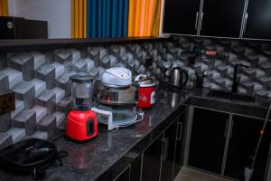 a kitchen counter with a blender on top of it at Sunny Hill Villa in Mirissa