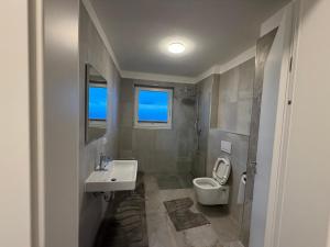 a bathroom with a sink and a toilet at Apartment Sonnenberg in Hallein