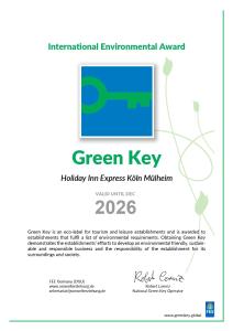 a flyer for a green key international environmental environmental event at Holiday Inn Express Cologne Muelheim by IHG in Cologne +35 photos