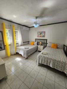 Ένα ή περισσότερα κρεβάτια σε δωμάτιο στο Home in Port Antonio, Jamaica