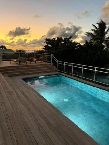 una piscina en la terraza de una casa en Ravenala, en Saint Martin