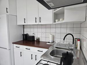 Kuchyň nebo kuchyňský kout v ubytování FAMILLE Apartman + 32 fotografií