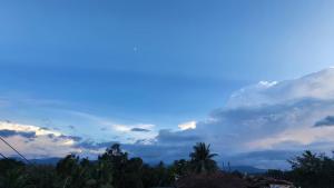 Comforts suites HVR في Sringeri: منظر للسماء الملبدة بالغيوم مع شجرة نخيل