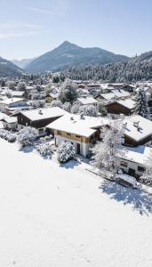 an aerial view of a town in the snow at Studio Terra Salzburg Eco-suite in Altenmarkt im Pongau