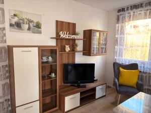 Una televisión o centro de entretenimiento en Apartments Rupnik
