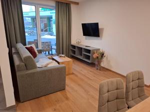 Un televizor și/sau centru de divertisment la Dorfvilla Niedernsill