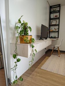 TV a/nebo společenská místnost v ubytování Estúdio com vista do mar - Lemon Residence