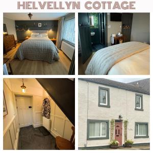 a collage of pictures of a bedroom and a bed at Helvellyn Cottage in Penrith