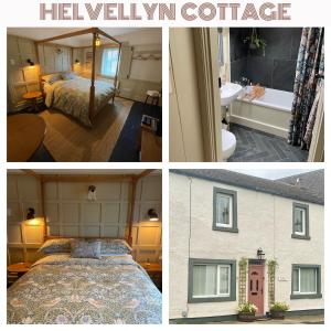 a collage of three pictures of a bedroom and a residence at Helvellyn Cottage in Penrith