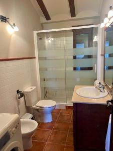 un bagno con un water e un lavandino di La Paidera de Cutanda  Altre 2 foto