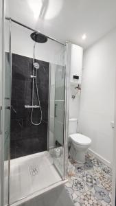een badkamer met douche en toilet bij Suite Indigo - Centre Ville in Duinkerke