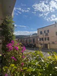 Blick auf eine Straße mit Blumen und Gebäuden in der Unterkunft Escape in Tropea + 4 Fotos