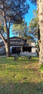 a group of benches in the grass in front of a building at Pax Costa del Este in Costa del Este