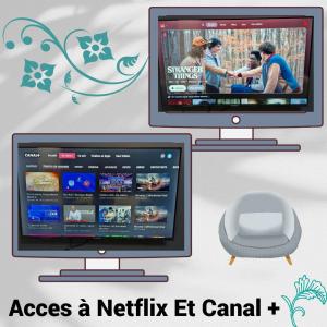 a computer monitor and a chair with a website at Au Clerc de Lune in Broye