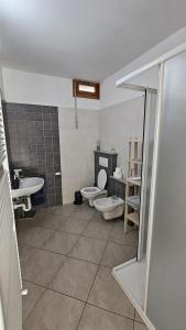 La salle de bains est pourvue de 2 toilettes et de 2 lavabos. dans l'établissement Appartamento da Nonna Anna, à Montagna in Valtellina