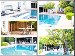 a collage of pictures of a swimming pool at LA Artist House in Encino