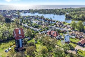 an aerial view of a small town next to a river at The Old Rectory Framlingham in Framlingham