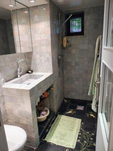 a bathroom with a sink and a toilet at Garden Studio Les Bambous in Neuilly-sur-Seine