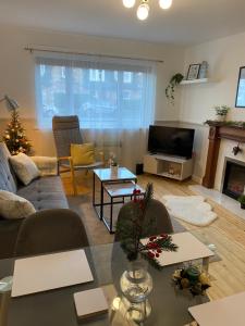 Μια τηλεόραση ή/και κέντρο ψυχαγωγίας στο Modern apartment in Glasgow West End, free parking