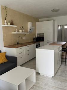 Kuchyň nebo kuchyňský kout v ubytování Sunny apartment on the lakes