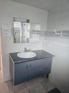 a bathroom with a sink and a mirror at Chez Pascal in Terre-de-Haut +9 photos