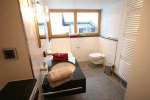Un baño con lavabo e inodoro en Landhaus Alpenflair Whg 310, en Oberstdorf 19 fotos más